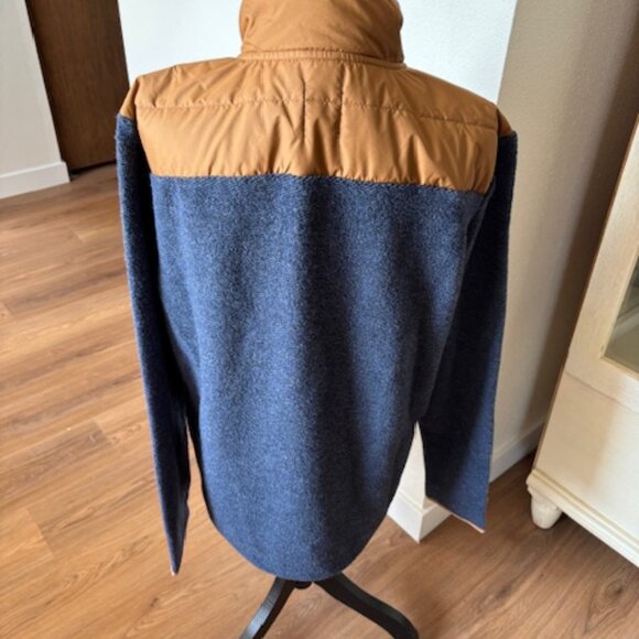 Prana Mens IncrediWool 1/2 Zip Quilted Wool Tan Blue Jacket NWT Medium - Picture 3 of 8